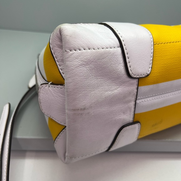 COACH Bleecker Mini Striped PRESTON Coated Canvas Satchel - Picture 9 of 11